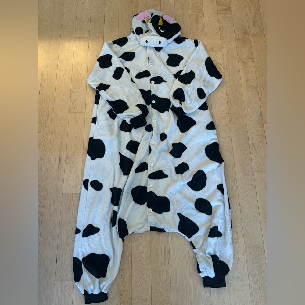 Adult Onesie Halloween Cow Costume